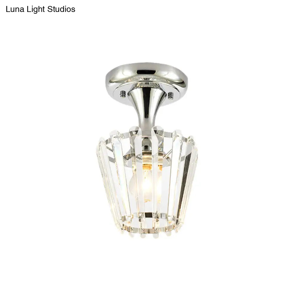 DecorBites™ DecorBites™ Sleek Crystal Kitchen Flush Light: Spiral, Cone, Cylinder Design with Chrome Finish