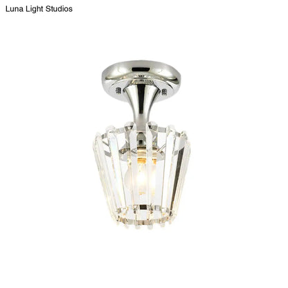 DecorBites™ DecorBites™ Sleek Crystal Kitchen Flush Light: Spiral, Cone, Cylinder Design with Chrome Finish