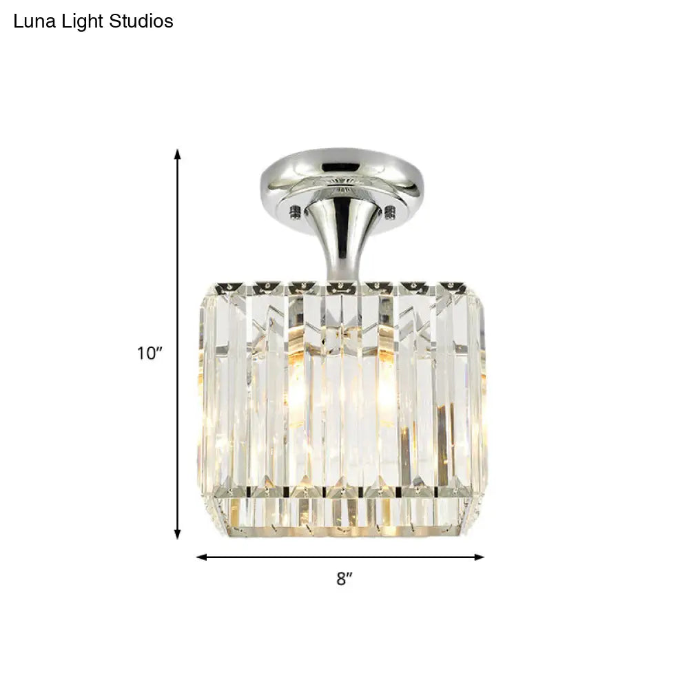 DecorBites™ DecorBites™ Sleek Crystal Kitchen Flush Light: Spiral, Cone, Cylinder Design with Chrome Finish