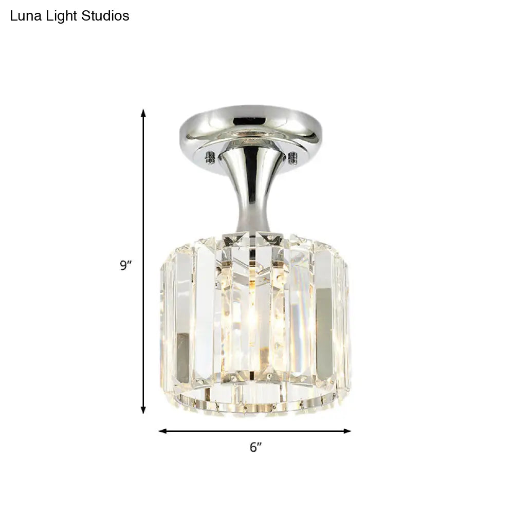 DecorBites™ DecorBites™ Sleek Crystal Kitchen Flush Light: Spiral, Cone, Cylinder Design with Chrome Finish