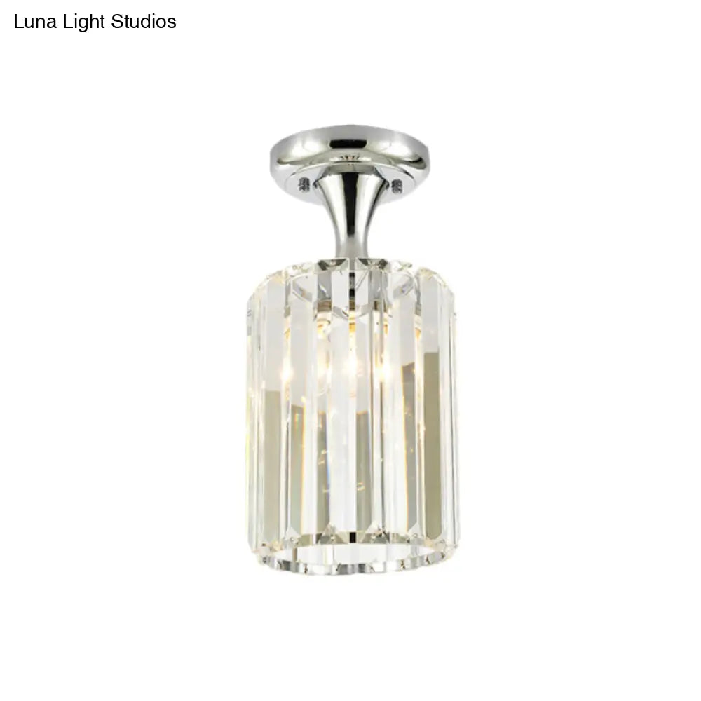 DecorBites™ DecorBites™ Sleek Crystal Kitchen Flush Light: Spiral, Cone, Cylinder Design with Chrome Finish