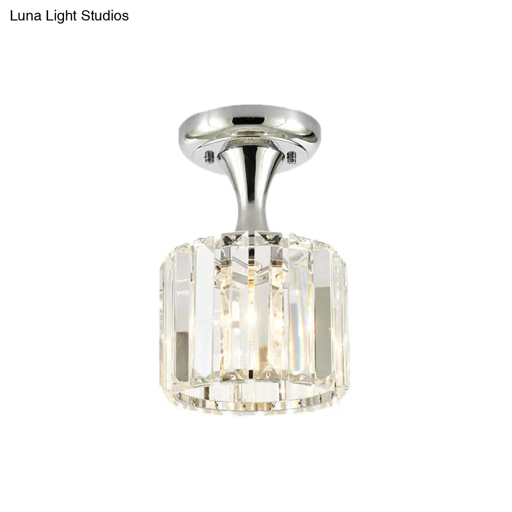 DecorBites™ DecorBites™ Sleek Crystal Kitchen Flush Light: Spiral, Cone, Cylinder Design with Chrome Finish