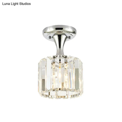 DecorBites™ DecorBites™ Sleek Crystal Kitchen Flush Light: Spiral, Cone, Cylinder Design with Chrome Finish