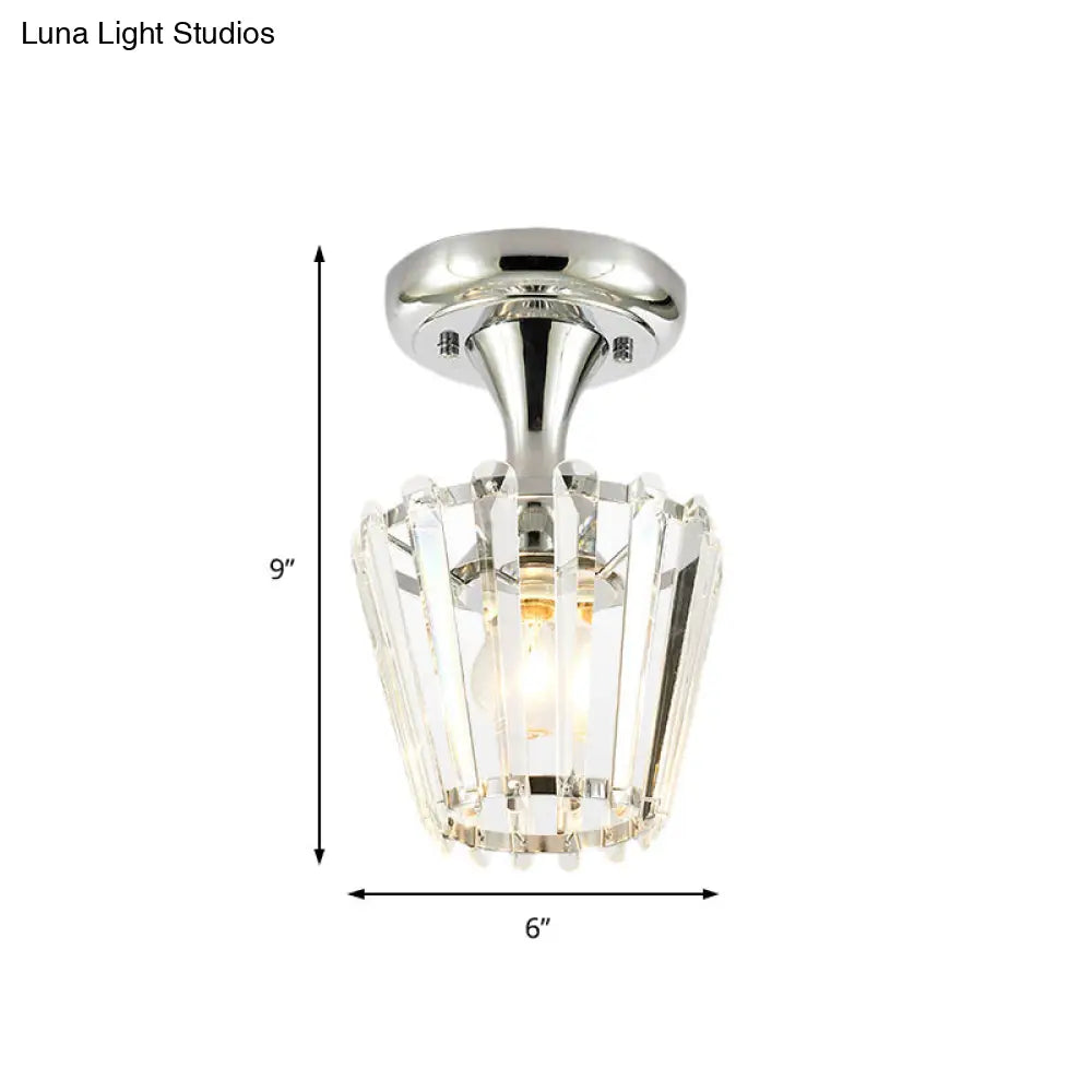 DecorBites™ DecorBites™ Sleek Crystal Kitchen Flush Light: Spiral, Cone, Cylinder Design with Chrome Finish