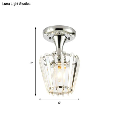 DecorBites™ DecorBites™ Sleek Crystal Kitchen Flush Light: Spiral, Cone, Cylinder Design with Chrome Finish