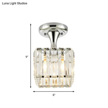 DecorBites™ DecorBites™ Sleek Crystal Kitchen Flush Light: Spiral, Cone, Cylinder Design with Chrome Finish