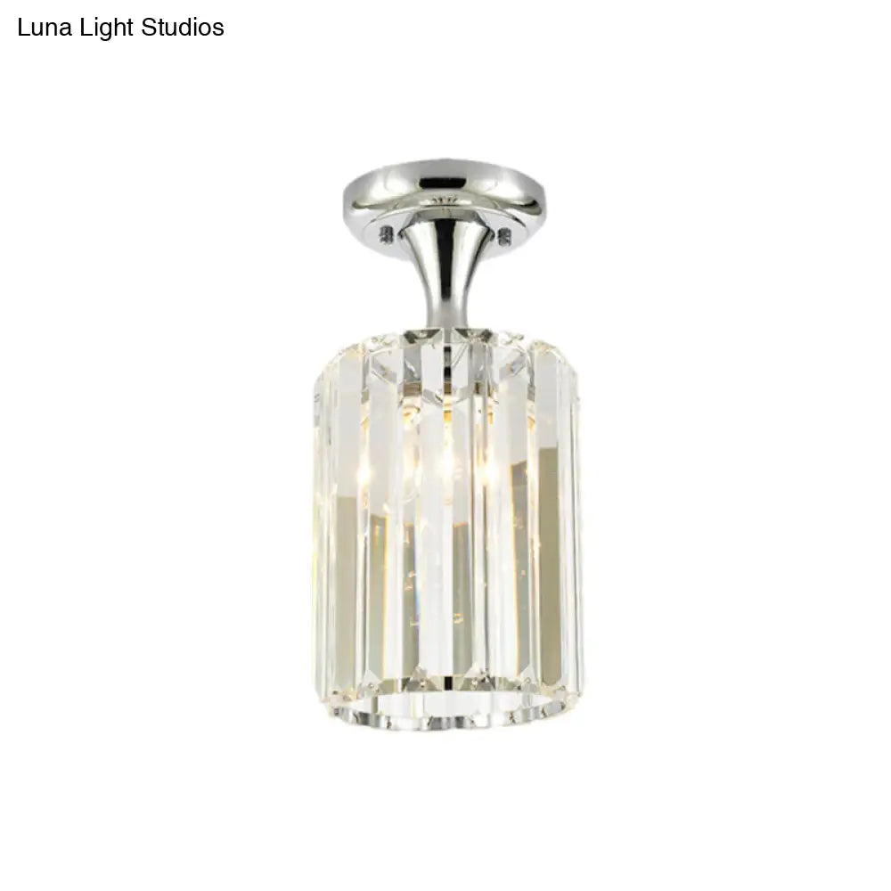 DecorBites™ DecorBites™ Sleek Crystal Kitchen Flush Light: Spiral, Cone, Cylinder Design with Chrome Finish