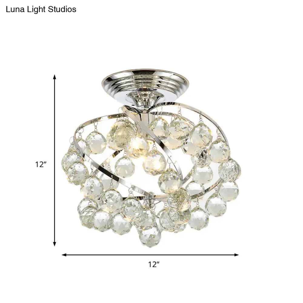 DecorBites™ DecorBites™ Sleek Crystal Kitchen Flush Light: Spiral, Cone, Cylinder Design with Chrome Finish