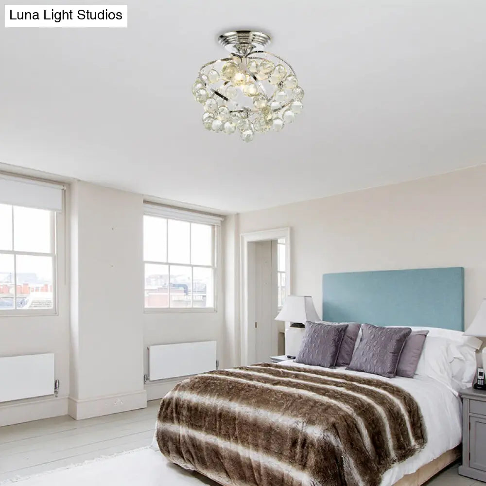 DecorBites™ DecorBites™ Sleek Crystal Kitchen Flush Light: Spiral, Cone, Cylinder Design with Chrome Finish