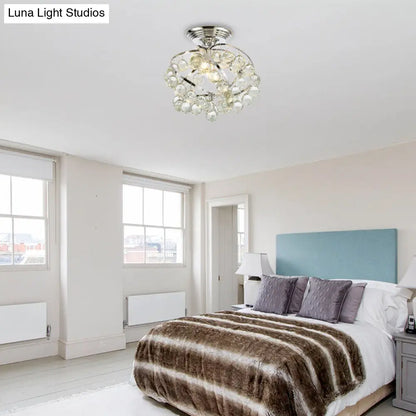 DecorBites™ DecorBites™ Sleek Crystal Kitchen Flush Light: Spiral, Cone, Cylinder Design with Chrome Finish