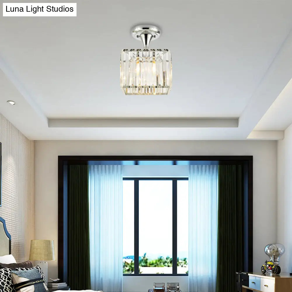 DecorBites™ DecorBites™ Sleek Crystal Kitchen Flush Light: Spiral, Cone, Cylinder Design with Chrome Finish