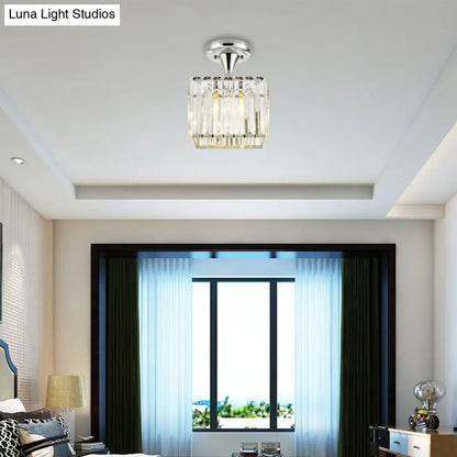 DecorBites™ DecorBites™ Sleek Crystal Kitchen Flush Light: Spiral, Cone, Cylinder Design with Chrome Finish