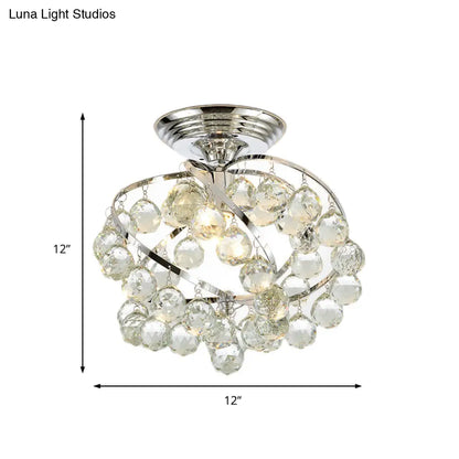 DecorBites™ DecorBites™ Sleek Crystal Kitchen Flush Light: Spiral, Cone, Cylinder Design with Chrome Finish
