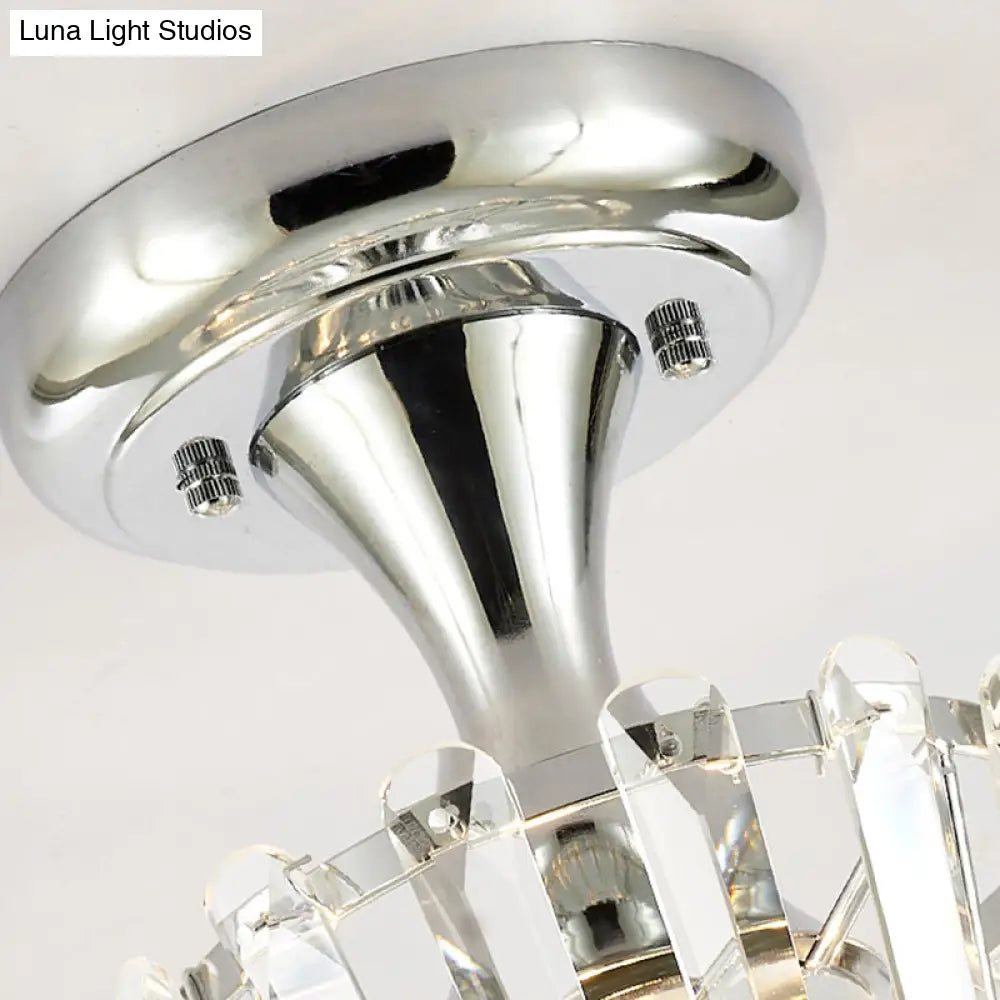 DecorBites™ DecorBites™ Sleek Crystal Kitchen Flush Light: Spiral, Cone, Cylinder Design with Chrome Finish