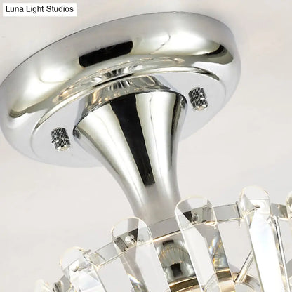 DecorBites™ DecorBites™ Sleek Crystal Kitchen Flush Light: Spiral, Cone, Cylinder Design with Chrome Finish
