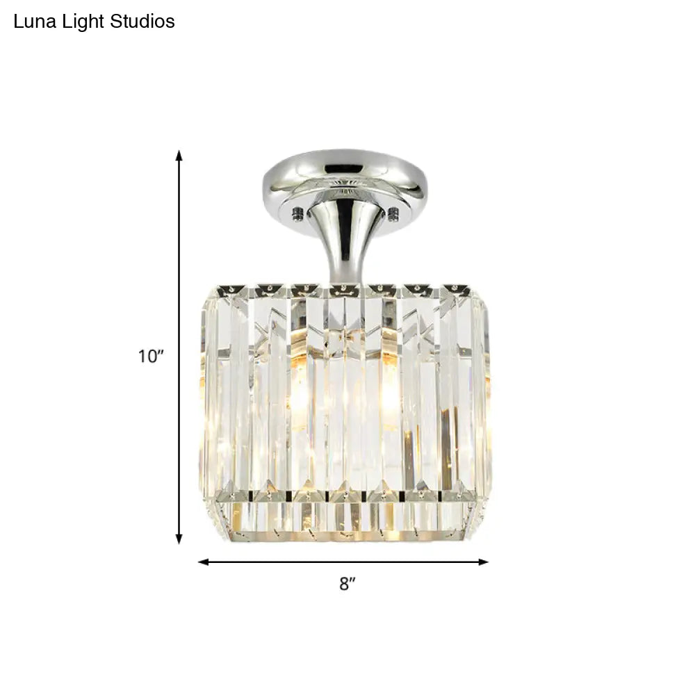 DecorBites™ DecorBites™ Sleek Crystal Kitchen Flush Light: Spiral, Cone, Cylinder Design with Chrome Finish