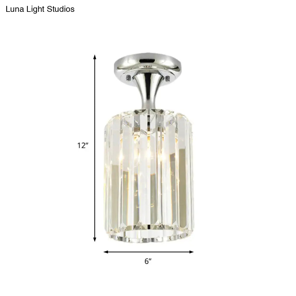 DecorBites™ DecorBites™ Sleek Crystal Kitchen Flush Light: Spiral, Cone, Cylinder Design with Chrome Finish