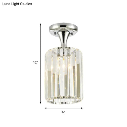 DecorBites™ DecorBites™ Sleek Crystal Kitchen Flush Light: Spiral, Cone, Cylinder Design with Chrome Finish