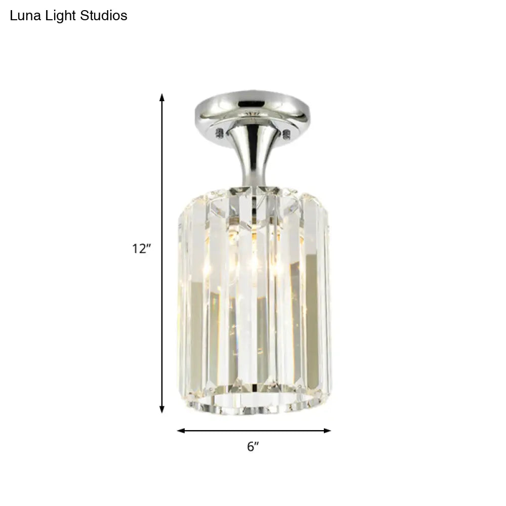 DecorBites™ DecorBites™ Sleek Crystal Kitchen Flush Light: Spiral, Cone, Cylinder Design with Chrome Finish