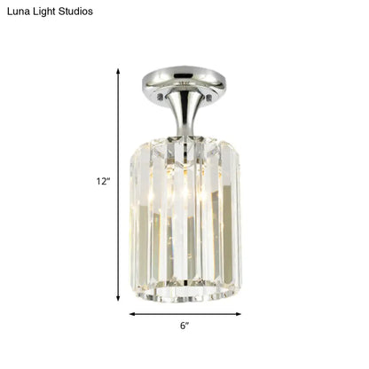 DecorBites™ DecorBites™ Sleek Crystal Kitchen Flush Light: Spiral, Cone, Cylinder Design with Chrome Finish