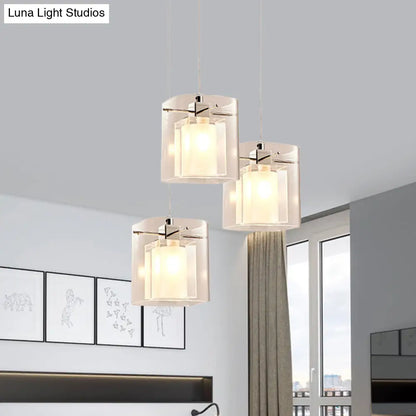 Sleek Crystal Pendant Ceiling Light with 3 Bulbs - Chrome and Multi-Light Design for Dining Hall