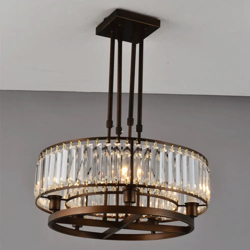 DecorBites™ DecorBites™ Sleek Crystal Rectangle 5-Light Coffee Ceiling Fixture - Round Semi Flush Mount for Modern Décor