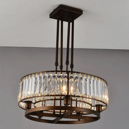 DecorBites™ DecorBites™ Sleek Crystal Rectangle 5-Light Coffee Ceiling Fixture - Round Semi Flush Mount for Modern Décor