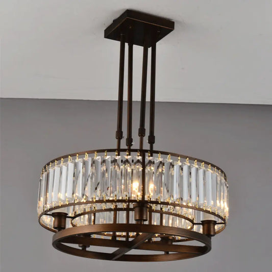 DecorBites™ DecorBites™ Sleek Crystal Rectangle 5-Light Coffee Ceiling Fixture - Round Semi Flush Mount for Modern Décor