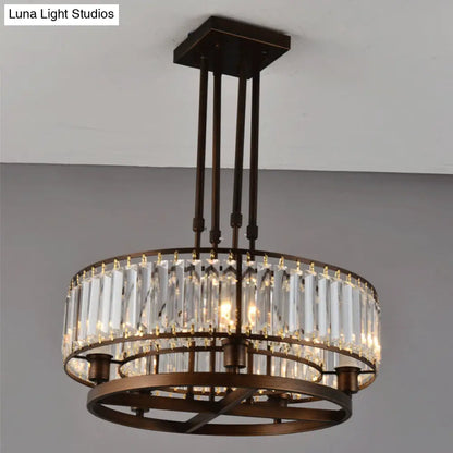 DecorBites™ DecorBites™ Sleek Crystal Rectangle 5-Light Coffee Ceiling Fixture - Round Semi Flush Mount for Modern Décor