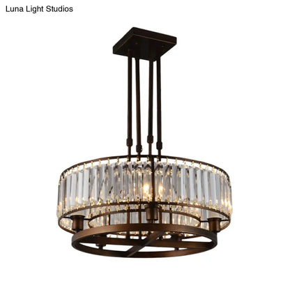 DecorBites™ DecorBites™ Sleek Crystal Rectangle 5-Light Coffee Ceiling Fixture - Round Semi Flush Mount for Modern Décor