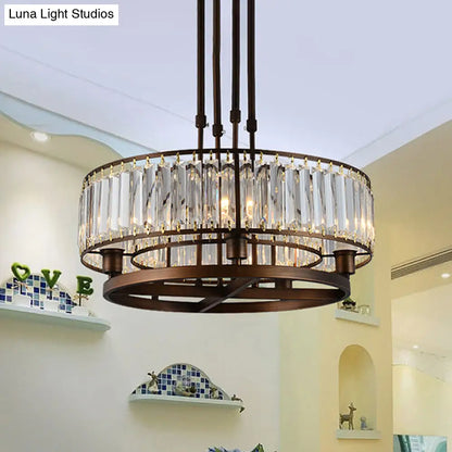 DecorBites™ DecorBites™ Sleek Crystal Rectangle 5-Light Coffee Ceiling Fixture - Round Semi Flush Mount for Modern Décor