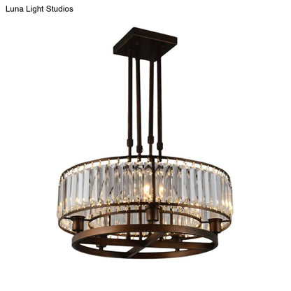 DecorBites™ DecorBites™ Sleek Crystal Rectangle 5-Light Coffee Ceiling Fixture - Round Semi Flush Mount for Modern Décor