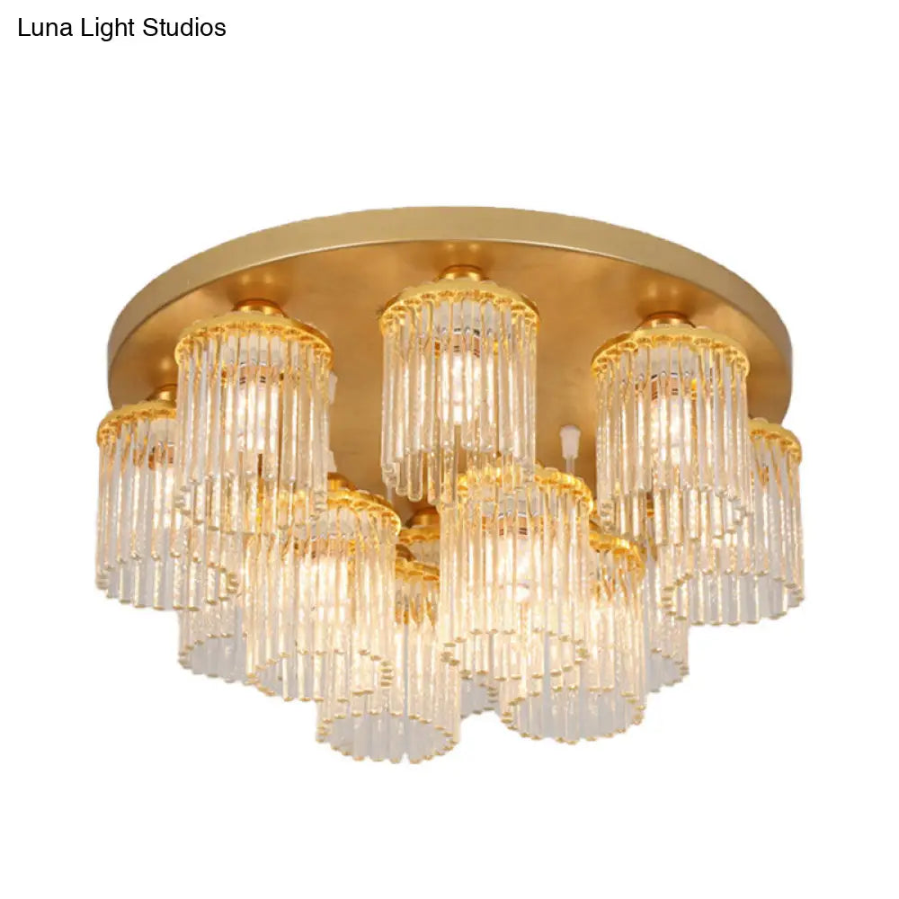 DecorBites™ DecorBites™ Sleek Crystal Rod Ceiling Light Fixture - Postmodern Semi Flush Mount Lamp (5/10/12 Heads)