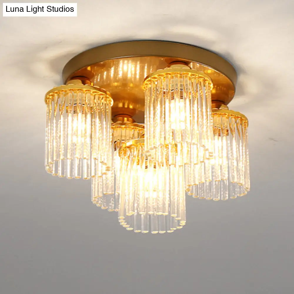 DecorBites™ DecorBites™ Sleek Crystal Rod Ceiling Light Fixture - Postmodern Semi Flush Mount Lamp (5/10/12 Heads)