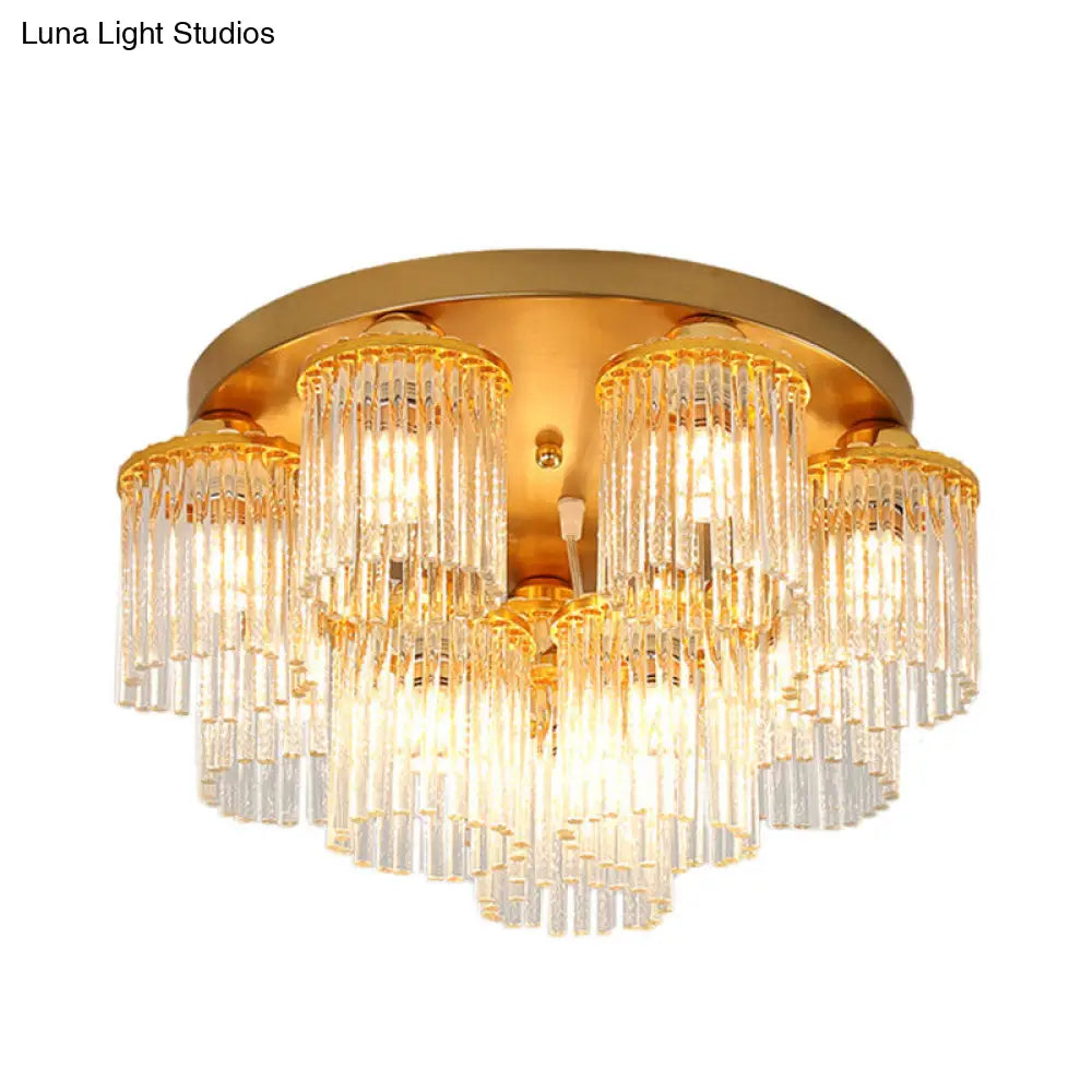 DecorBites™ DecorBites™ Sleek Crystal Rod Ceiling Light Fixture - Postmodern Semi Flush Mount Lamp (5/10/12 Heads)