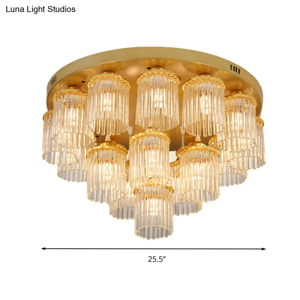 DecorBites™ DecorBites™ Sleek Crystal Rod Ceiling Light Fixture - Postmodern Semi Flush Mount Lamp (5/10/12 Heads)