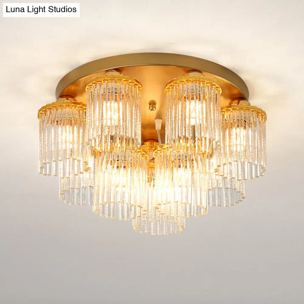 DecorBites™ DecorBites™ Sleek Crystal Rod Ceiling Light Fixture - Postmodern Semi Flush Mount Lamp (5/10/12 Heads)