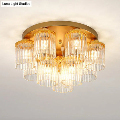 DecorBites™ DecorBites™ Sleek Crystal Rod Ceiling Light Fixture - Postmodern Semi Flush Mount Lamp (5/10/12 Heads)