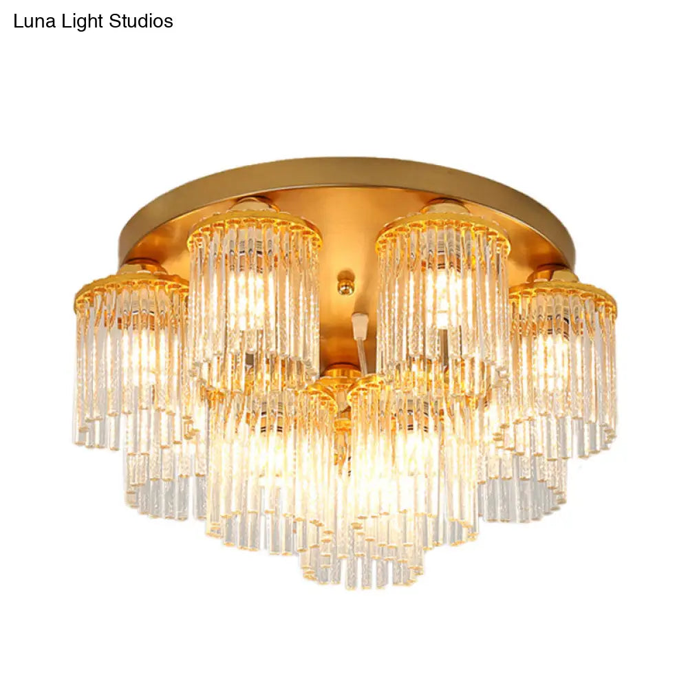 DecorBites™ DecorBites™ Sleek Crystal Rod Ceiling Light Fixture - Postmodern Semi Flush Mount Lamp (5/10/12 Heads)