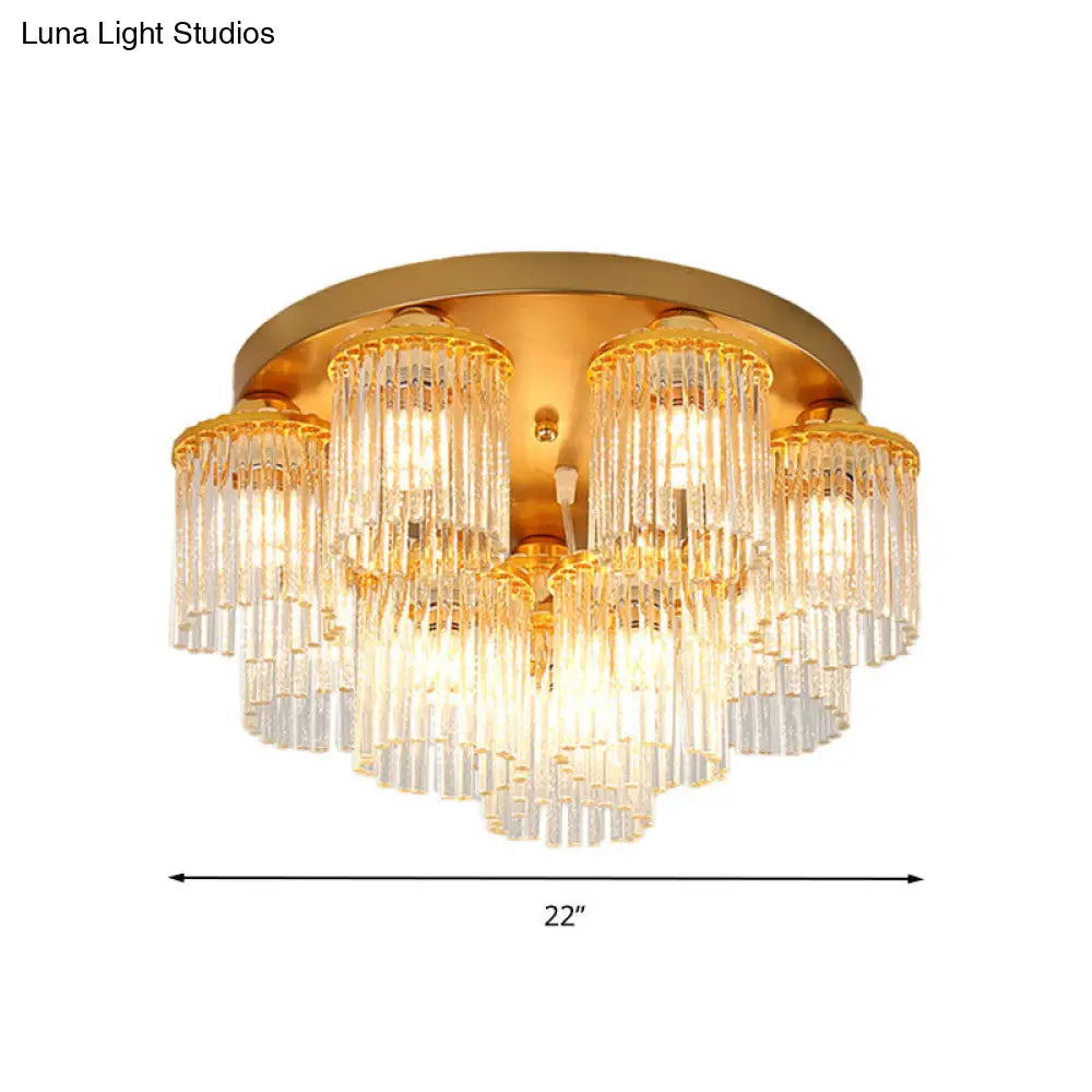 DecorBites™ DecorBites™ Sleek Crystal Rod Ceiling Light Fixture - Postmodern Semi Flush Mount Lamp (5/10/12 Heads)
