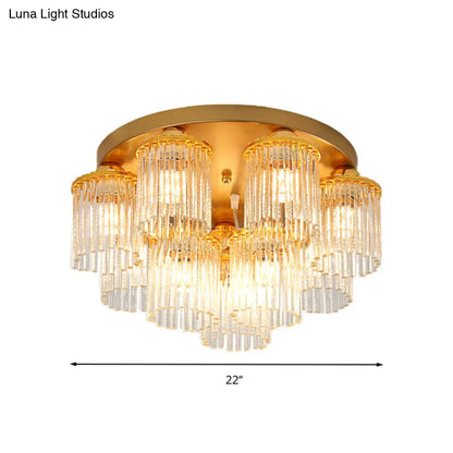 DecorBites™ DecorBites™ Sleek Crystal Rod Ceiling Light Fixture - Postmodern Semi Flush Mount Lamp (5/10/12 Heads)