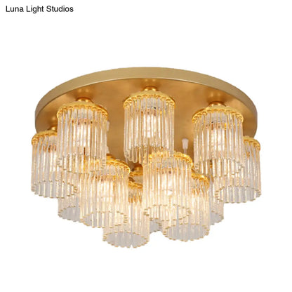 DecorBites™ DecorBites™ Sleek Crystal Rod Ceiling Light Fixture - Postmodern Semi Flush Mount Lamp (5/10/12 Heads)