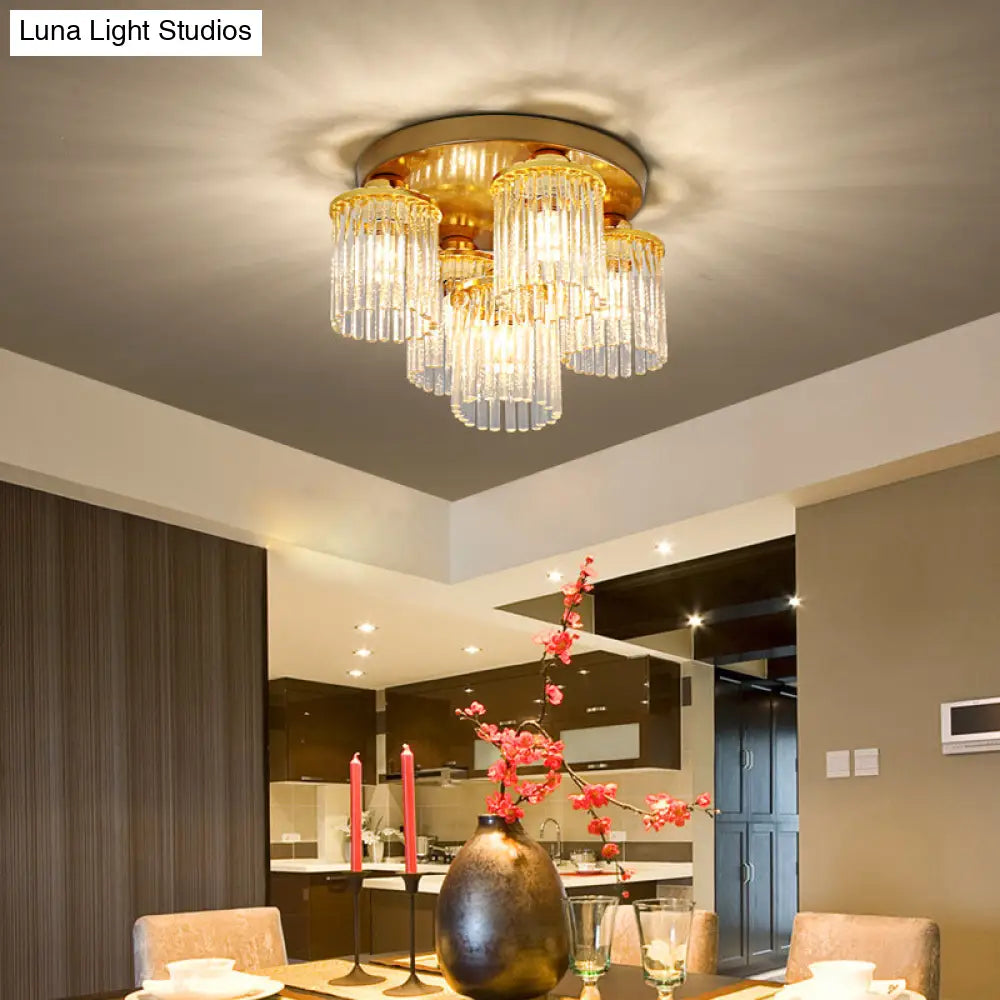 DecorBites™ DecorBites™ Sleek Crystal Rod Ceiling Light Fixture - Postmodern Semi Flush Mount Lamp (5/10/12 Heads)