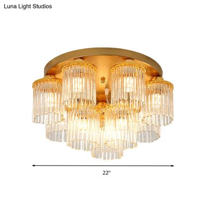 DecorBites™ DecorBites™ Sleek Crystal Rod Ceiling Light Fixture - Postmodern Semi Flush Mount Lamp (5/10/12 Heads)