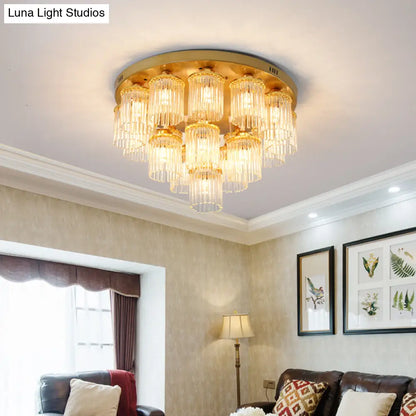 DecorBites™ DecorBites™ Sleek Crystal Rod Ceiling Light Fixture - Postmodern Semi Flush Mount Lamp (5/10/12 Heads)