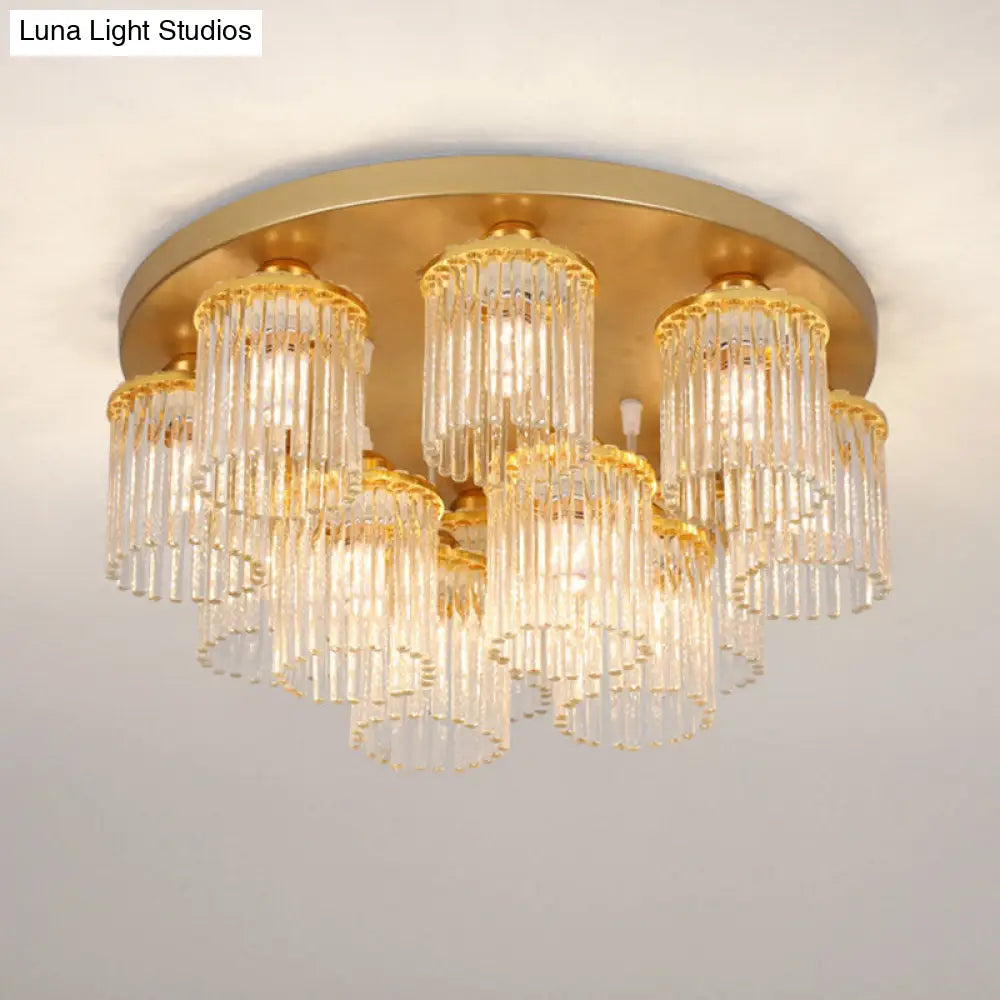 DecorBites™ DecorBites™ Sleek Crystal Rod Ceiling Light Fixture - Postmodern Semi Flush Mount Lamp (5/10/12 Heads)