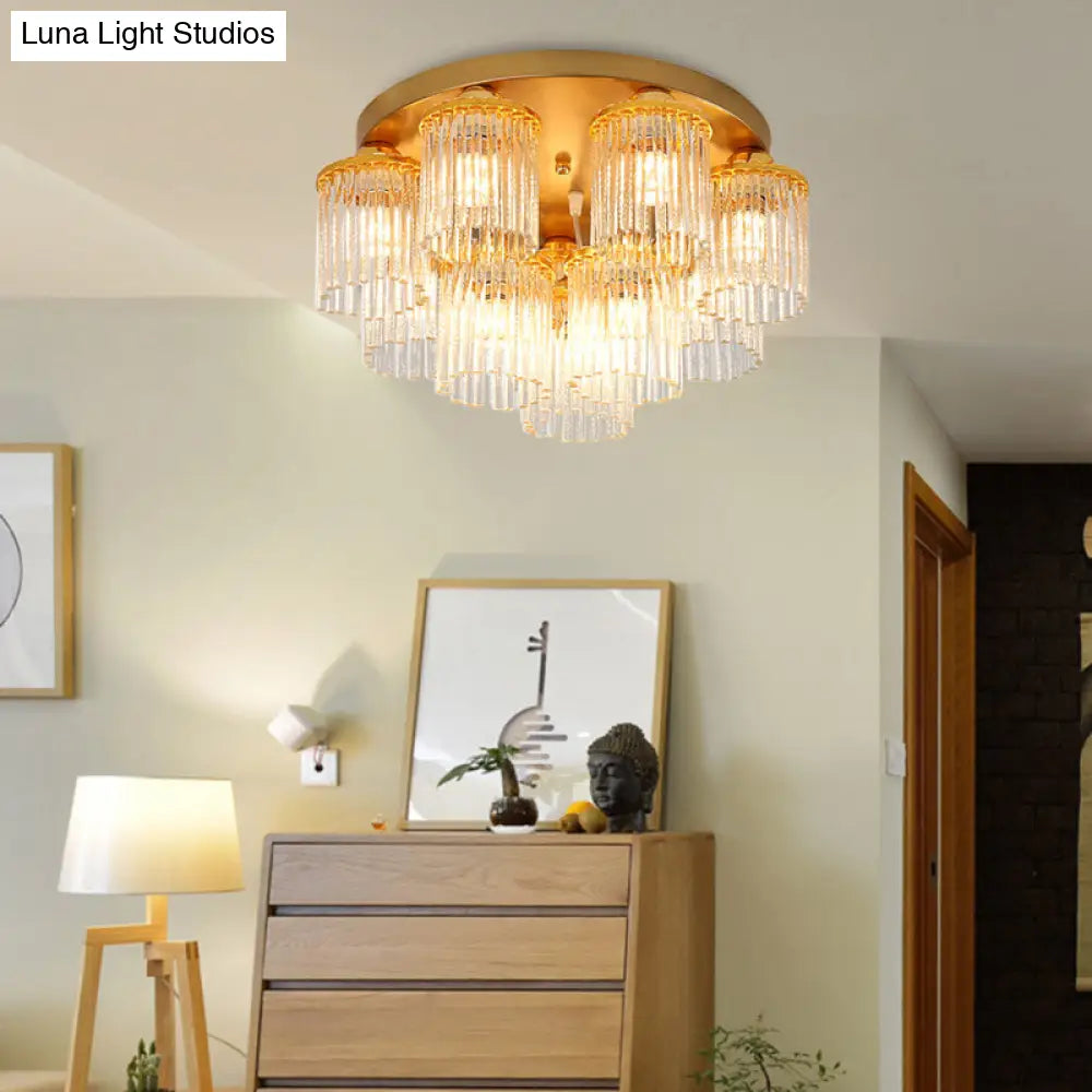 DecorBites™ DecorBites™ Sleek Crystal Rod Ceiling Light Fixture - Postmodern Semi Flush Mount Lamp (5/10/12 Heads)