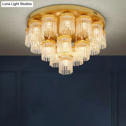 DecorBites™ DecorBites™ Sleek Crystal Rod Ceiling Light Fixture - Postmodern Semi Flush Mount Lamp (5/10/12 Heads)