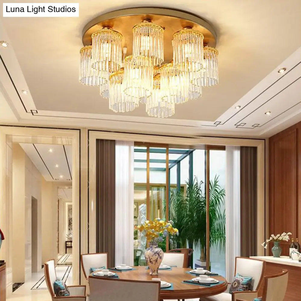 DecorBites™ DecorBites™ Sleek Crystal Rod Ceiling Light Fixture - Postmodern Semi Flush Mount Lamp (5/10/12 Heads)