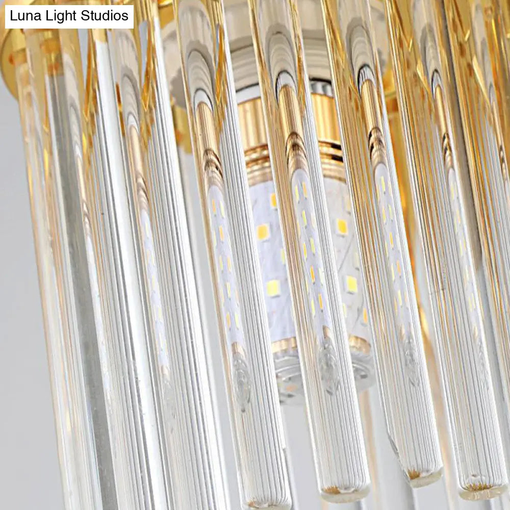 DecorBites™ DecorBites™ Sleek Crystal Rod Ceiling Light Fixture - Postmodern Semi Flush Mount Lamp (5/10/12 Heads)